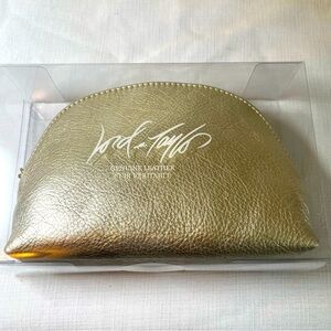 NEW Lord & Taylor Metallic LEATHER Cosmetic Bag